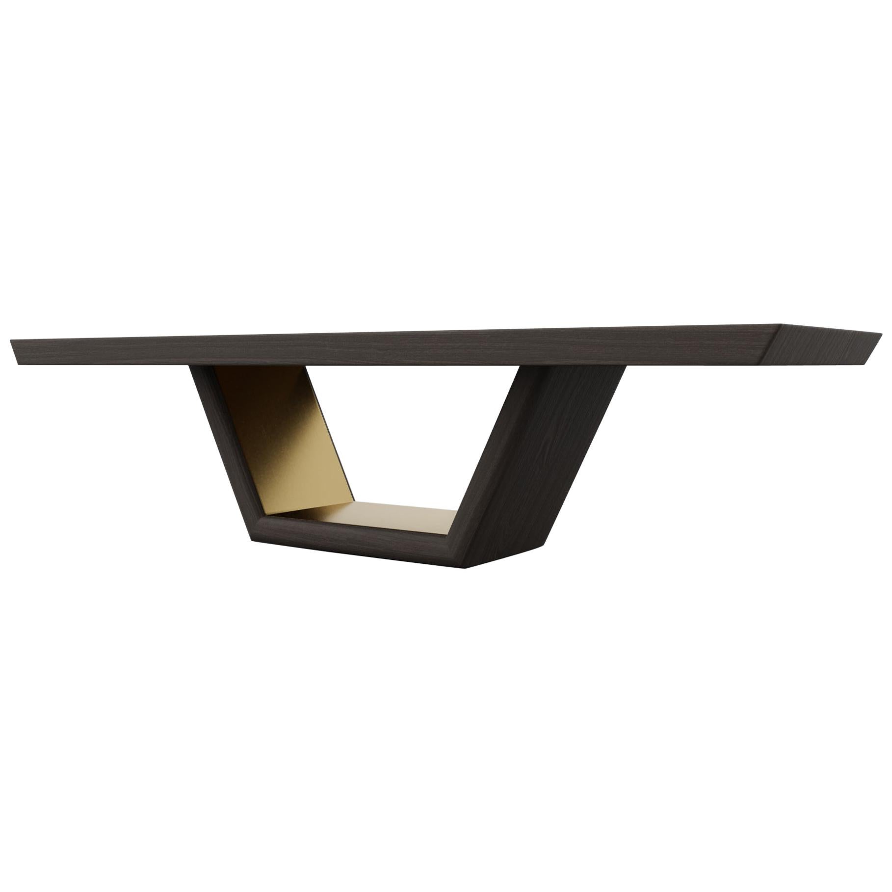 JOLIE DINING TABLE - Ebony Oak Dining Table with Metal Inlay