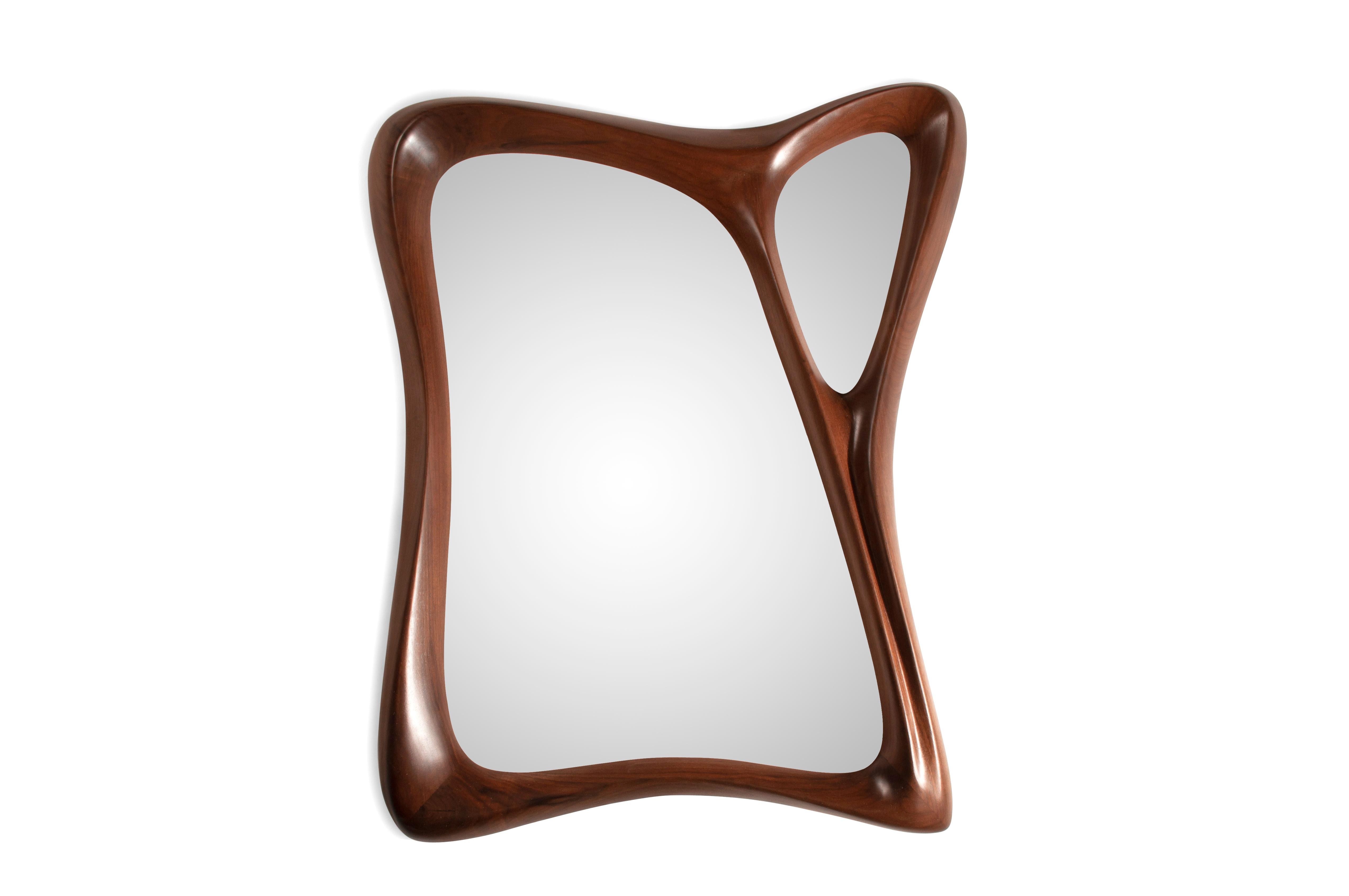 Carved Jolie Mirror Natural Walnut on Walnut wood by Amorph For Sale