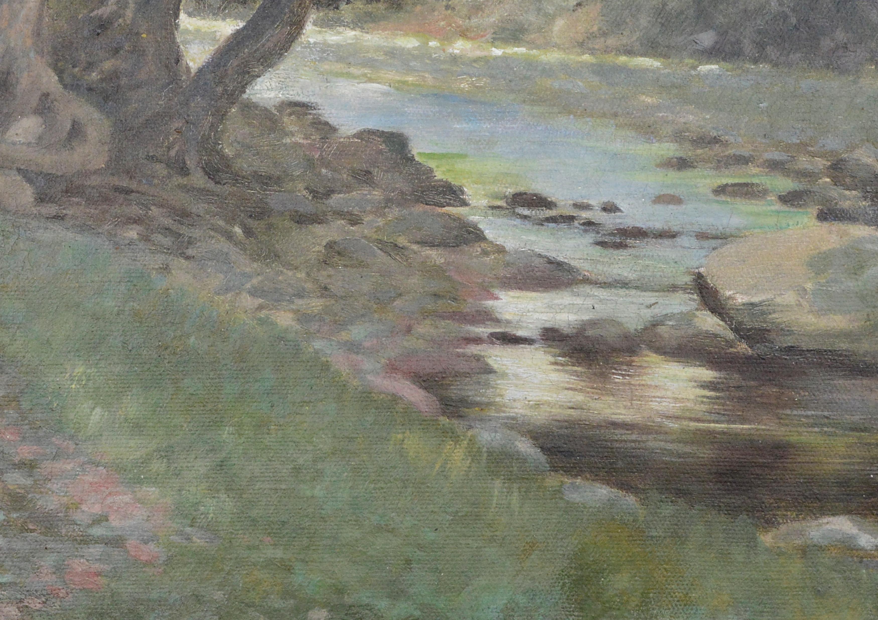 Early 20th Century Calming Stream Landscape - Painting by Joline Butler Smith