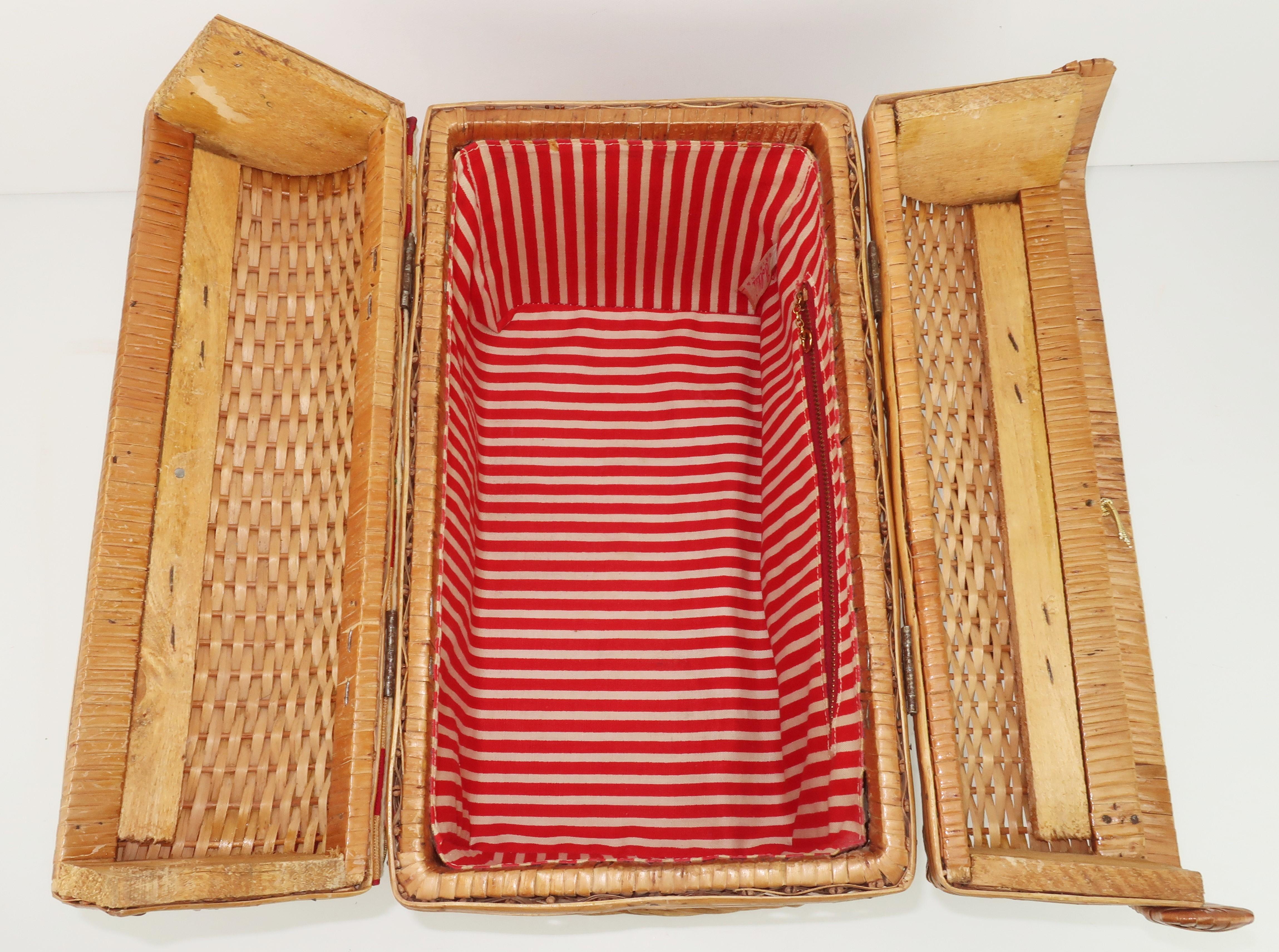 Jolles Original Beaded Needlepoint Wicker Novelty Handbag, 1950's 6