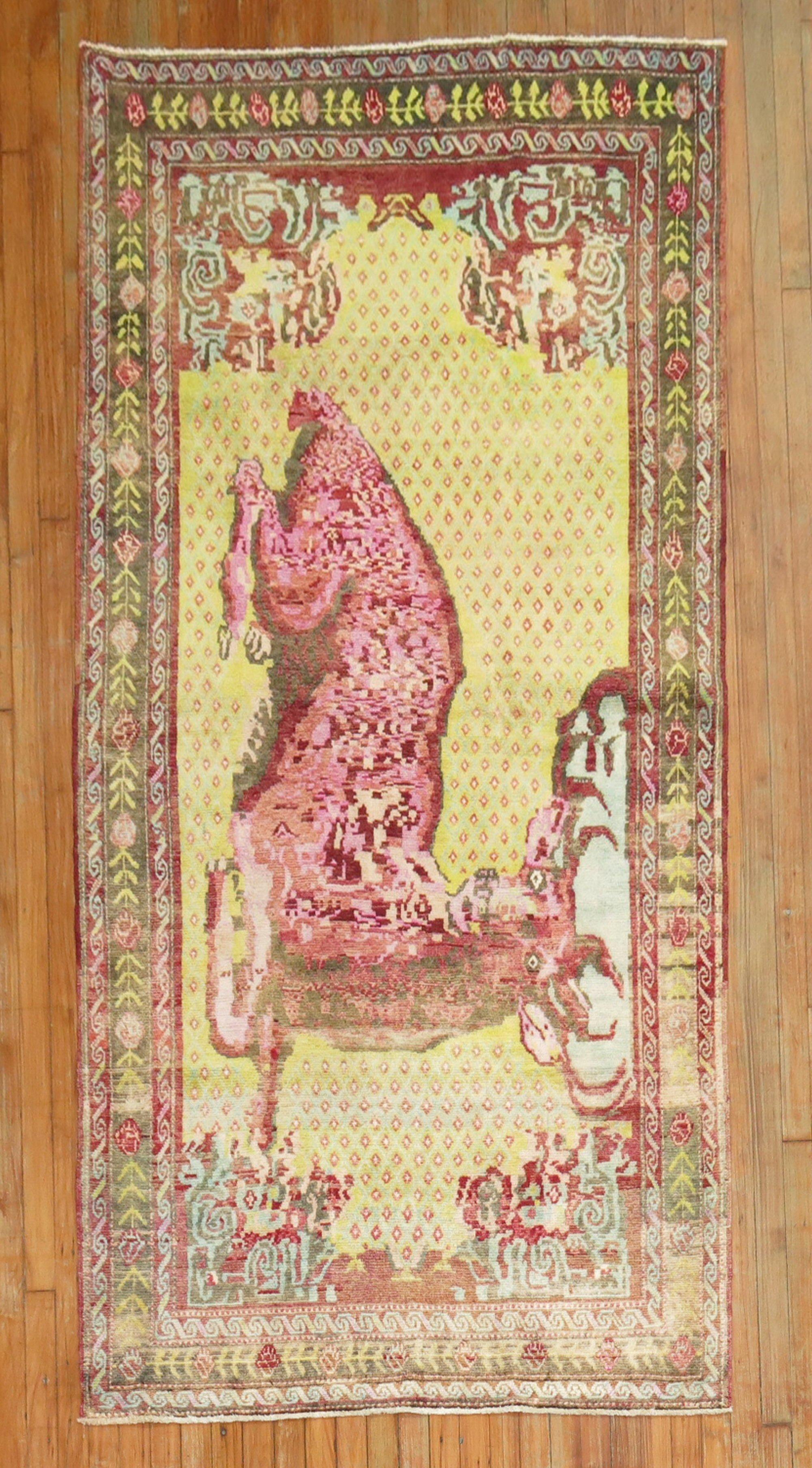 Jolly Deer Pictorial Karabagh Conversation Rug For Sale 1