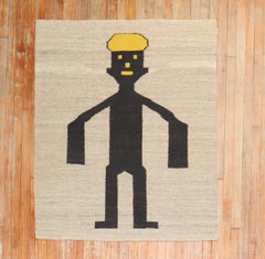 Hey Dude Pictorial Persian Kilim Wall Hanging