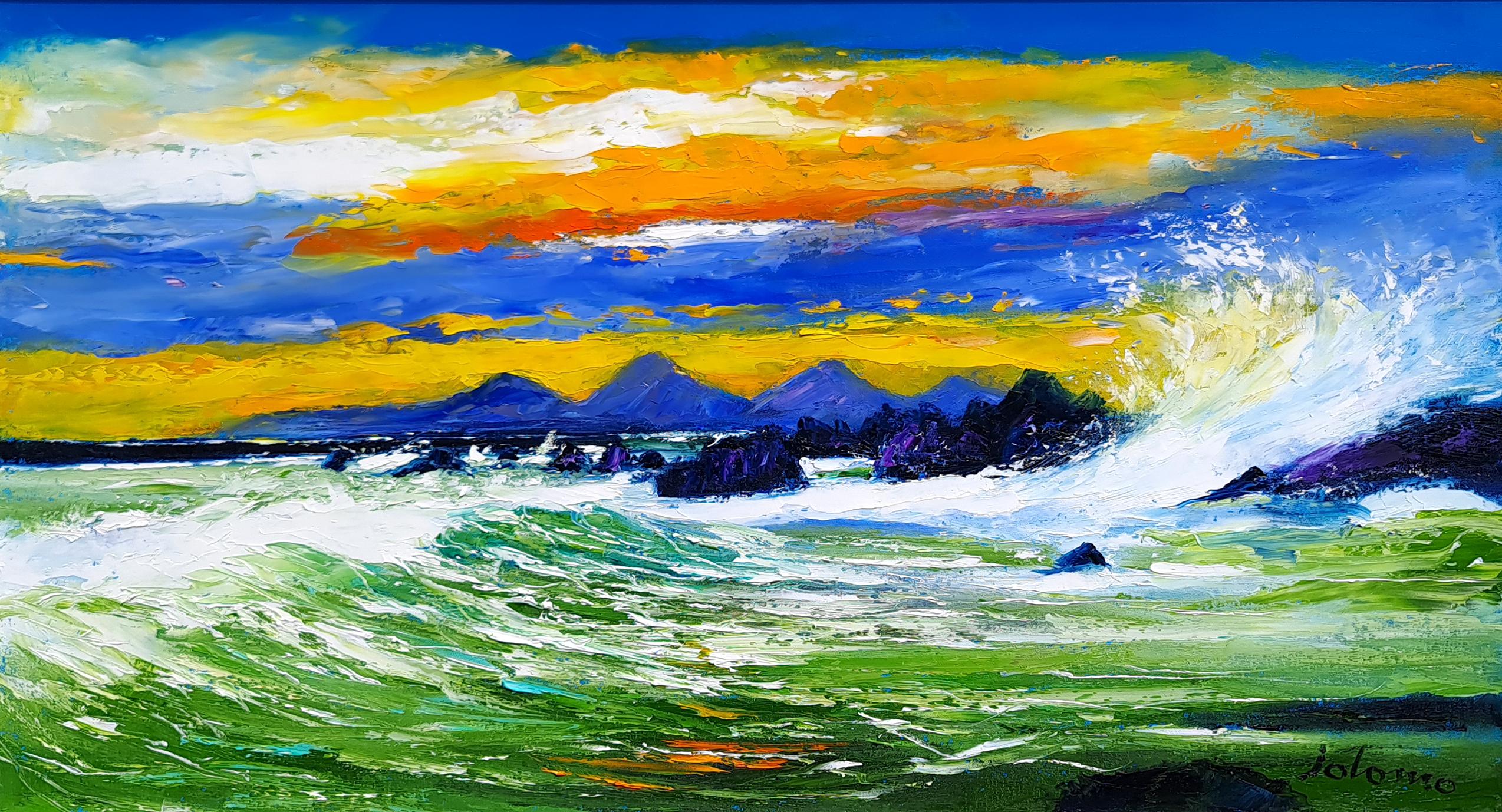 Evening Storm, The Paps of Jura - Painting by JOLOMO - John Lowrie Morrison OBE