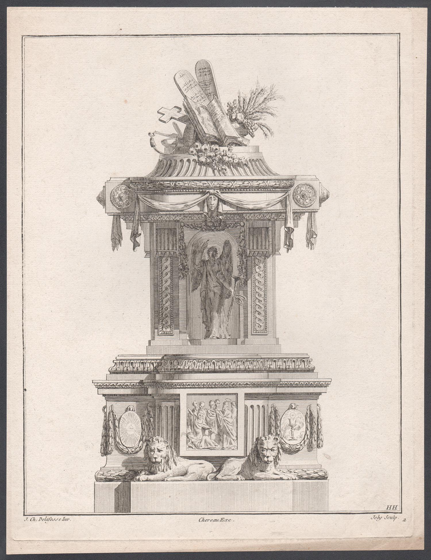 Conception néoclassique française d'un Pulpit, gravure d'après Delafosse - Print de Joly after Jean-Charles Delafosse (1734-1791)