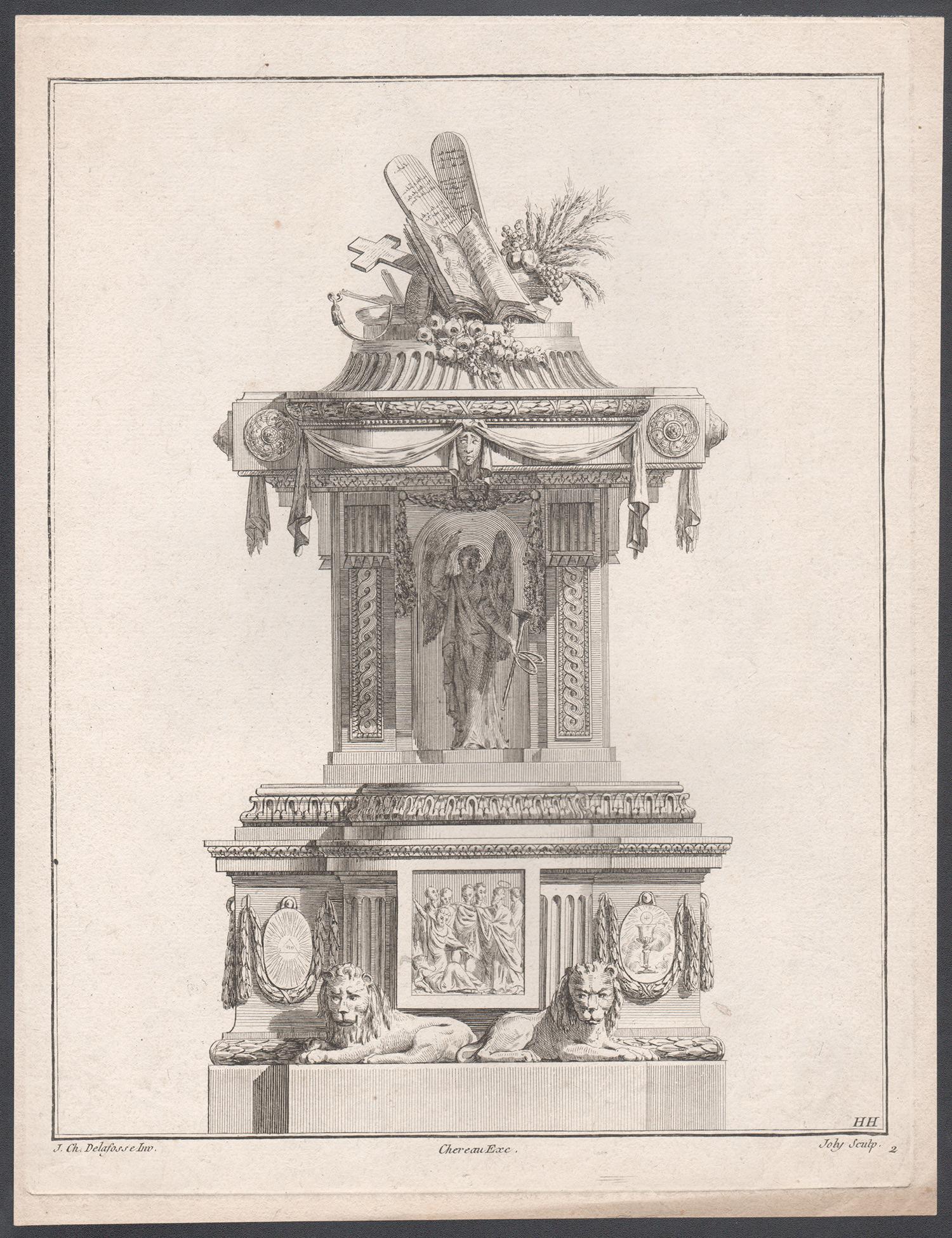 French Neoclassical design for a Pulpit, engraving after Delafosse - Print by Joly after Jean-Charles Delafosse (1734-1791)