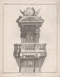 Conception néoclassique française d'un Pulpit, gravure d'après Delafosse