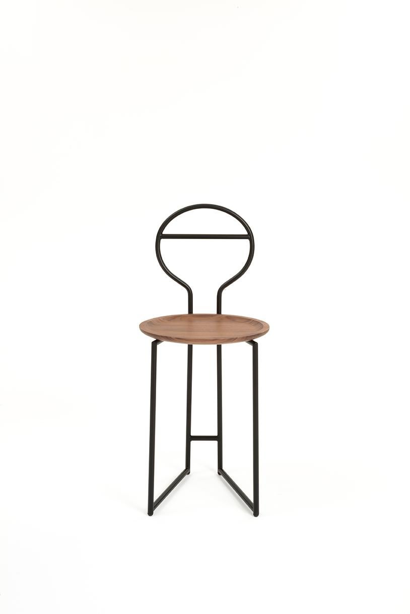 Silla Joly y Mayordomo Silencioso, Asiento Terciopelo Amarillo Metal Negro Made in Italy Pintado en venta