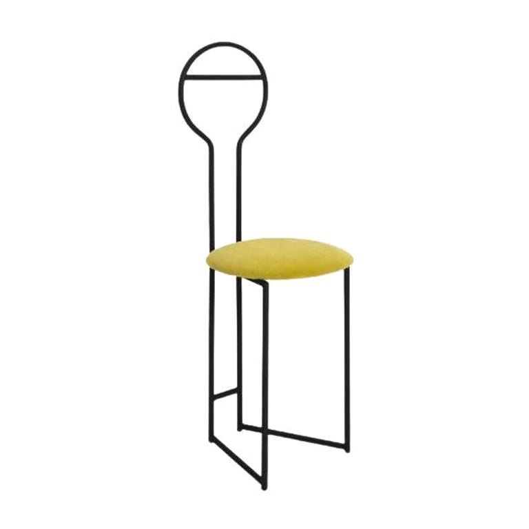 Joly Chairdrobe, noir avec dossier haut et velours chartreuse de Colé Italia