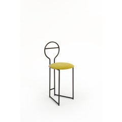 Albornoz Silla Joly, Negro con Respaldo Bajo y Terciopelo Chartreause by Colé Italia