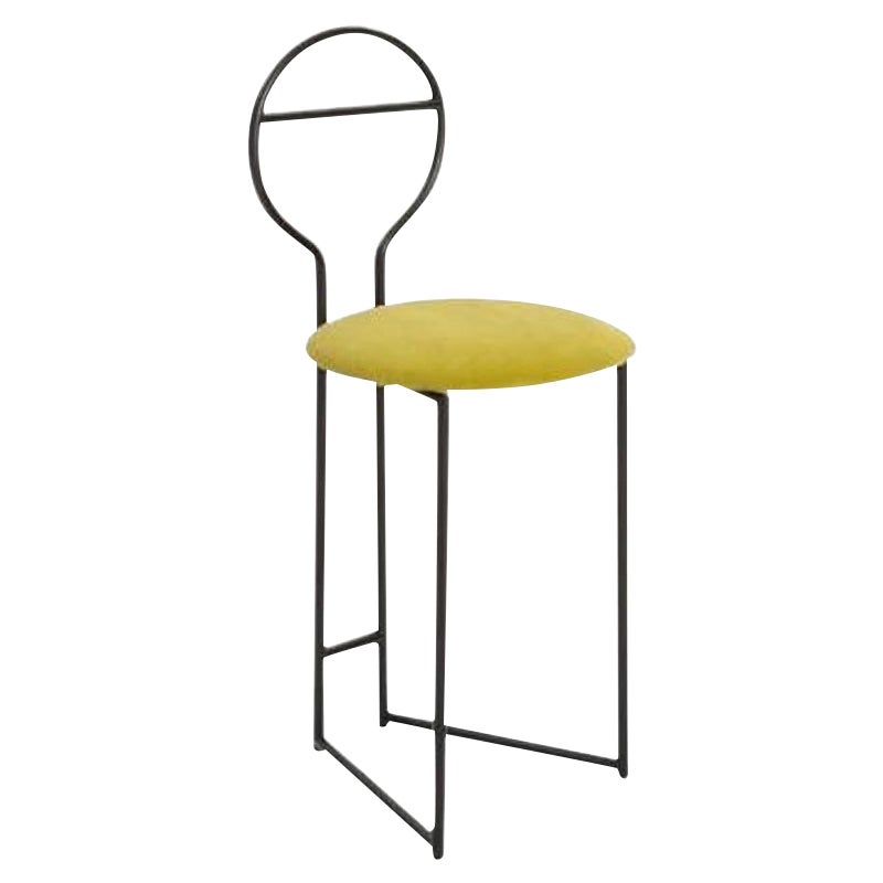 Joly Chairdrobe, noir avec dossier bas et velours chartreuse par Colé Italia en vente