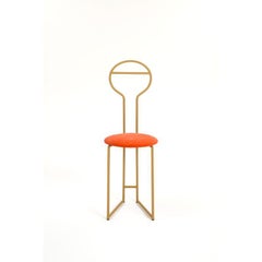 Joly Chairdrobe, Gold with High Back & Arancio Velvetforthy by Colé Italia