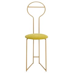 Chaise longue Jolie, or avec dossier haut et velours chartreuse par Colé Italia