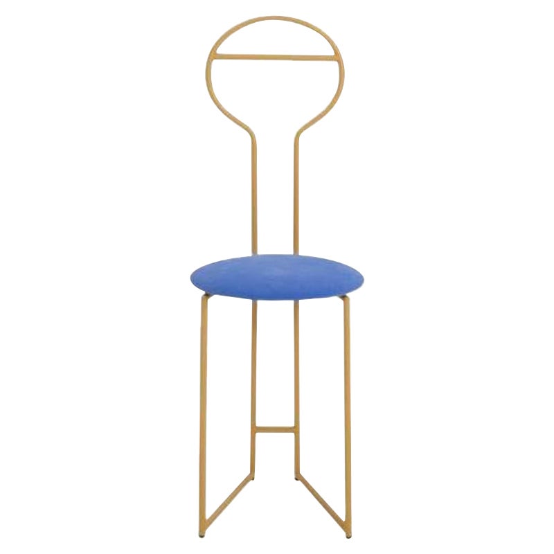 Chaise longue Be.Jolie, or avec dossier haut et velours Indaco par Colé Italia