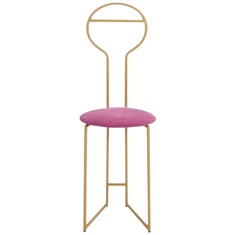 Chaise longue Be.Jolie, or avec dossier haut et velours Malva par Colé Italia