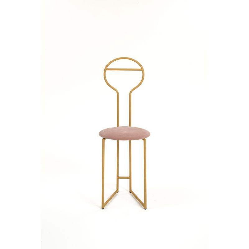 Joly Chairdrobe Gold HB Velvetforthy Pesco by Colé Italia with Lorenz & Kaz (2019)
Dimensions: H.105/seat H. 45 D.38 W.40 cm
Materials: Tubular Steel, Bent and Powder Painted. Padded upholstered seat
Finishing: GD gold; BK black

Also