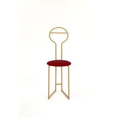 Joly Chairdrobe, Gold with High Back & Rosso Velvetforthy by Colé Italia