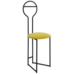 Joly Chairdrobe, High Back, Black Structure, Chartreuse Yellow Italian Velvet