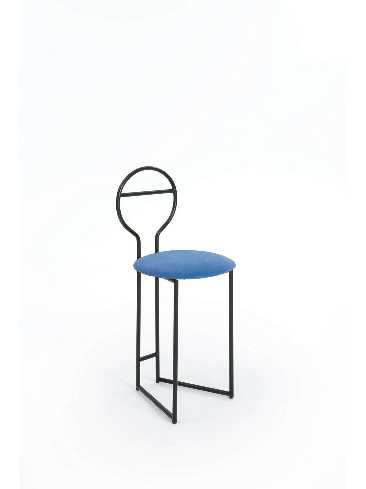 Joly Chairdrobe, High Back, Gold Steel Structure and Electric Blue Fine Velvet 7