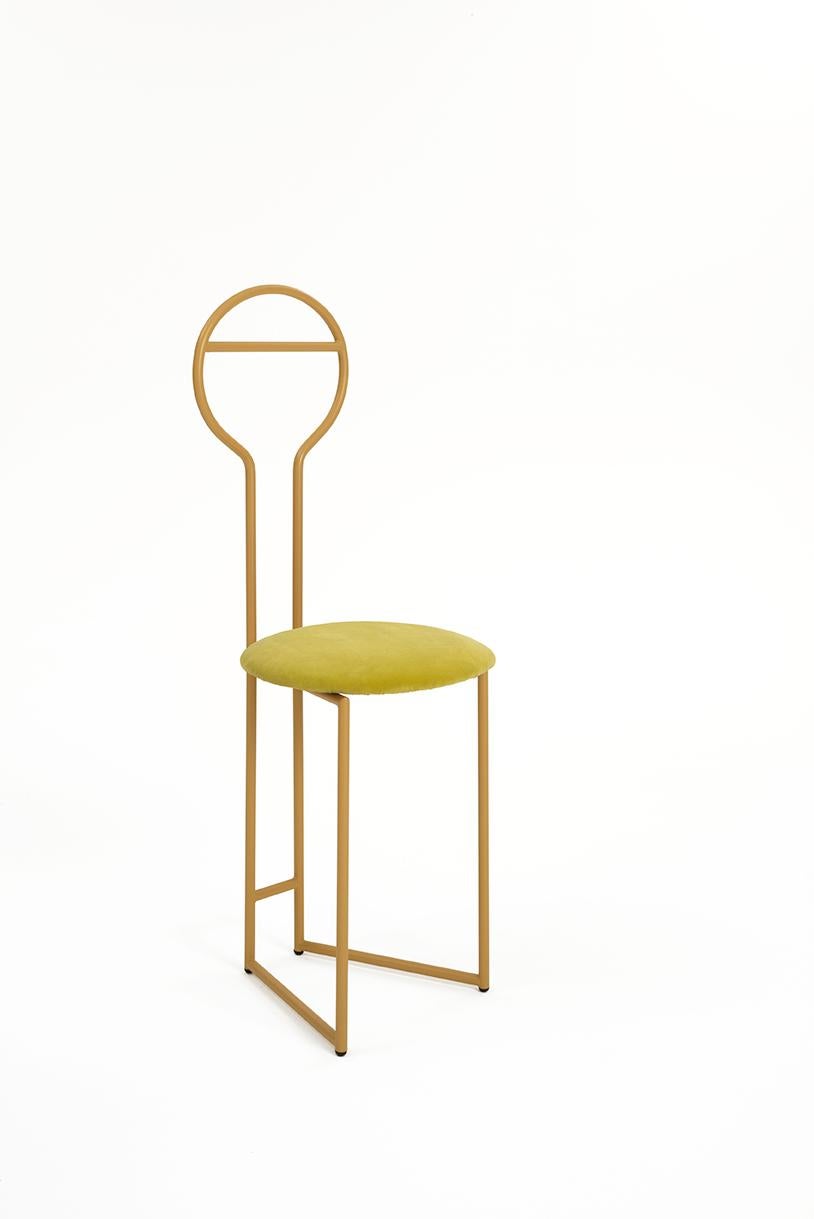 Modern Joly Chairdrobe, High Back, Gold Steel Structure and Electric Blue Fine Velvet