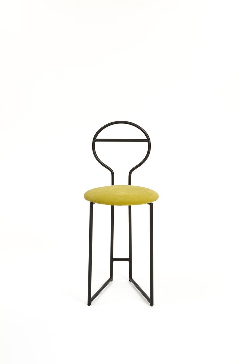 Joly Chairdrobe, High Back, Gold Steel Structure and Pale Yellow Italian Velvet 8