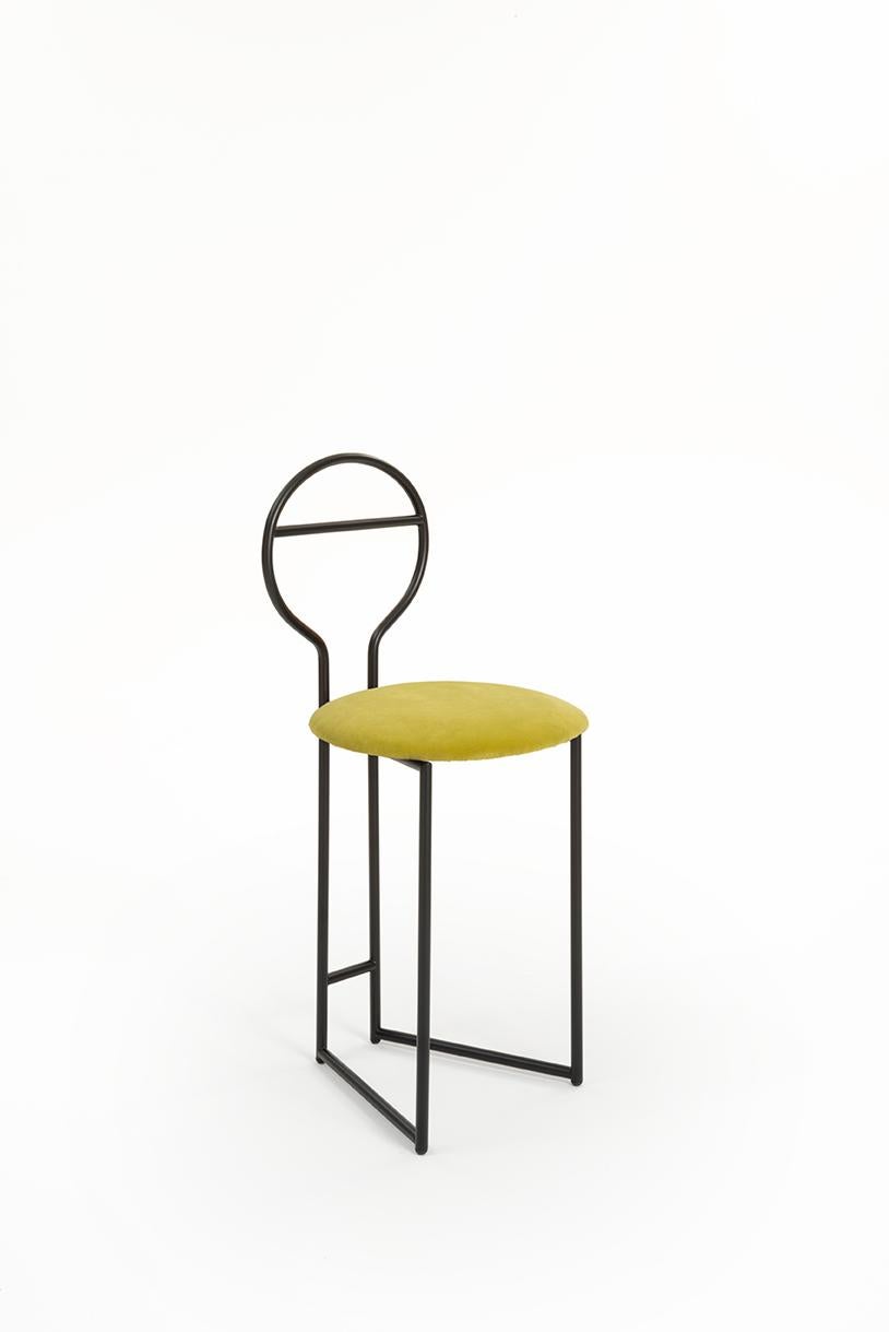 Joly Chairdrobe, High Back, Gold Steel Structure and Pale Yellow Italian Velvet 9