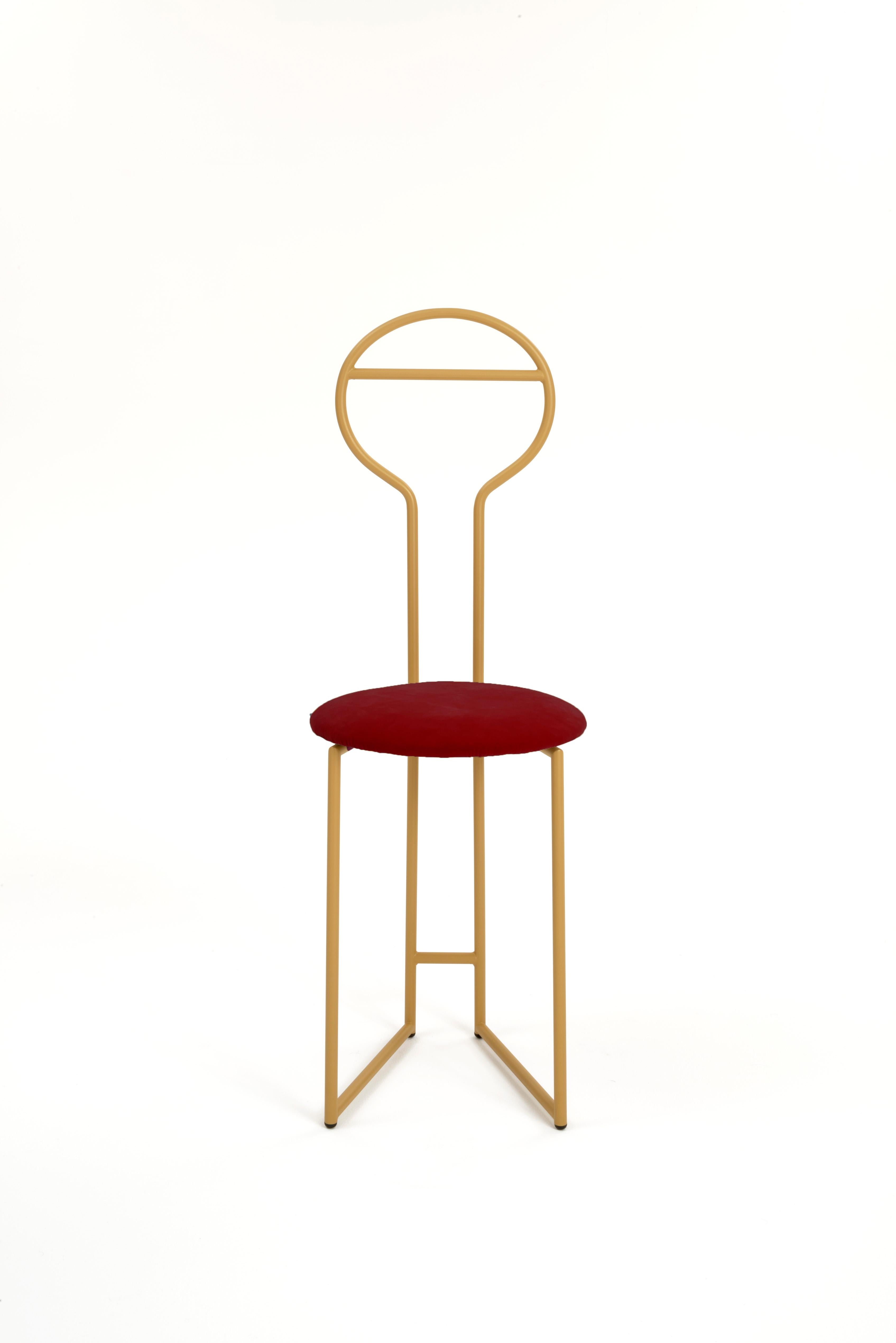 Joly Chairdrobe, High Back, Gold Steel Structure and Pale Yellow Italian Velvet 1