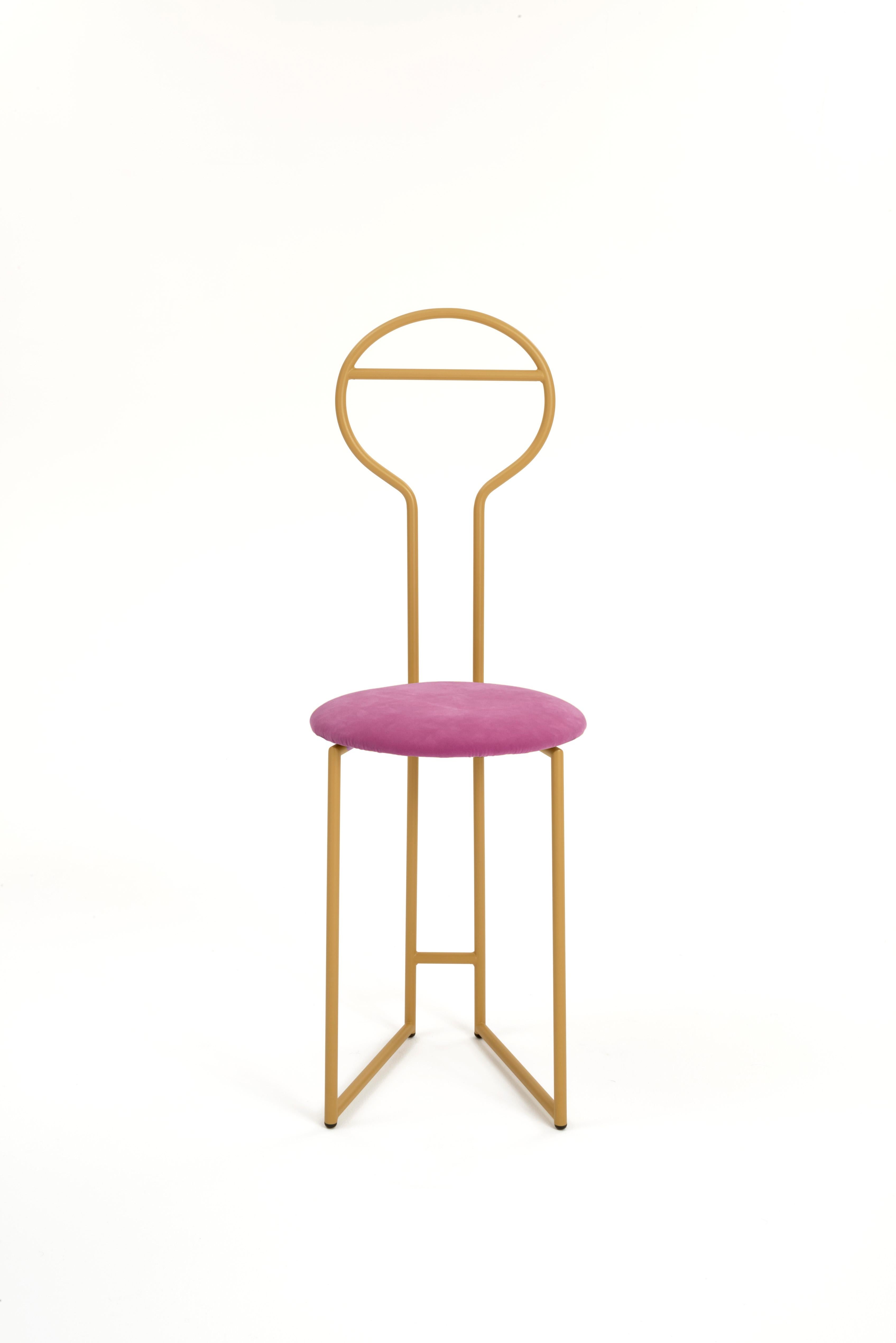 Joly Chairdrobe, High Back, Gold Structure and Red Fine Italian Velvet 2