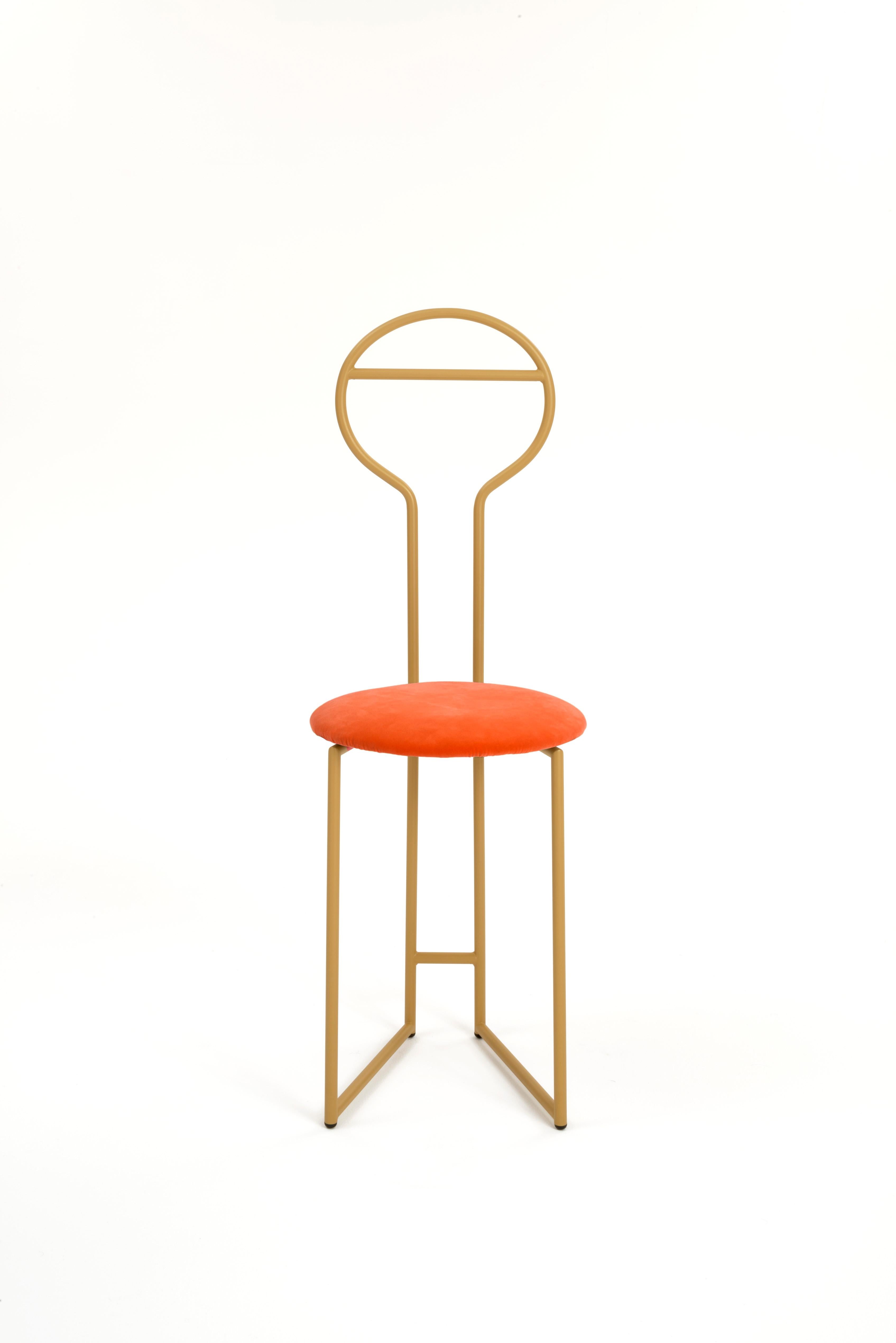 Joly Chairdrobe, High Back, Gold Structure and Red Fine Italian Velvet 3