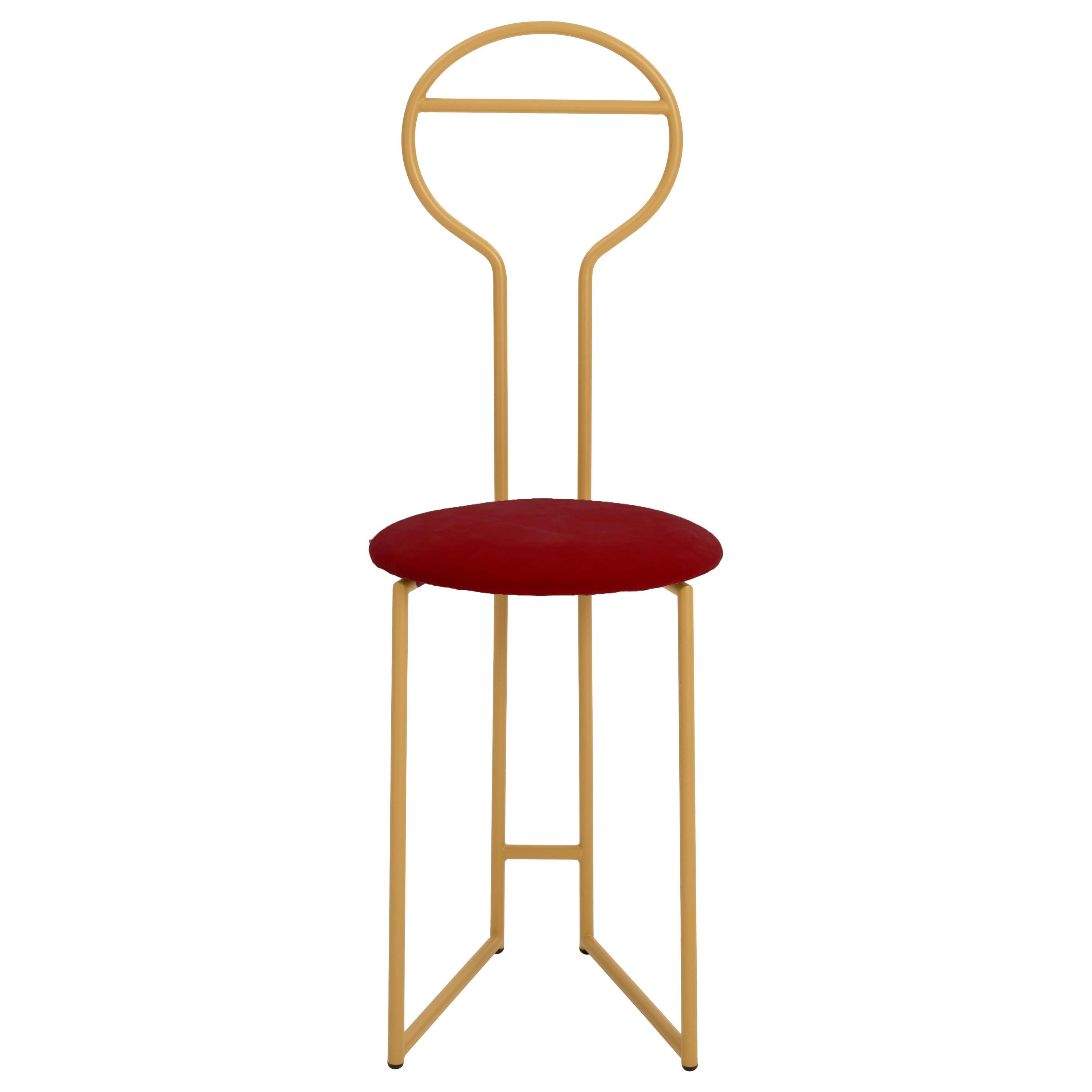 Joly Chairdrobe, High Back, Gold Structure and Red Fine Italian Velvet