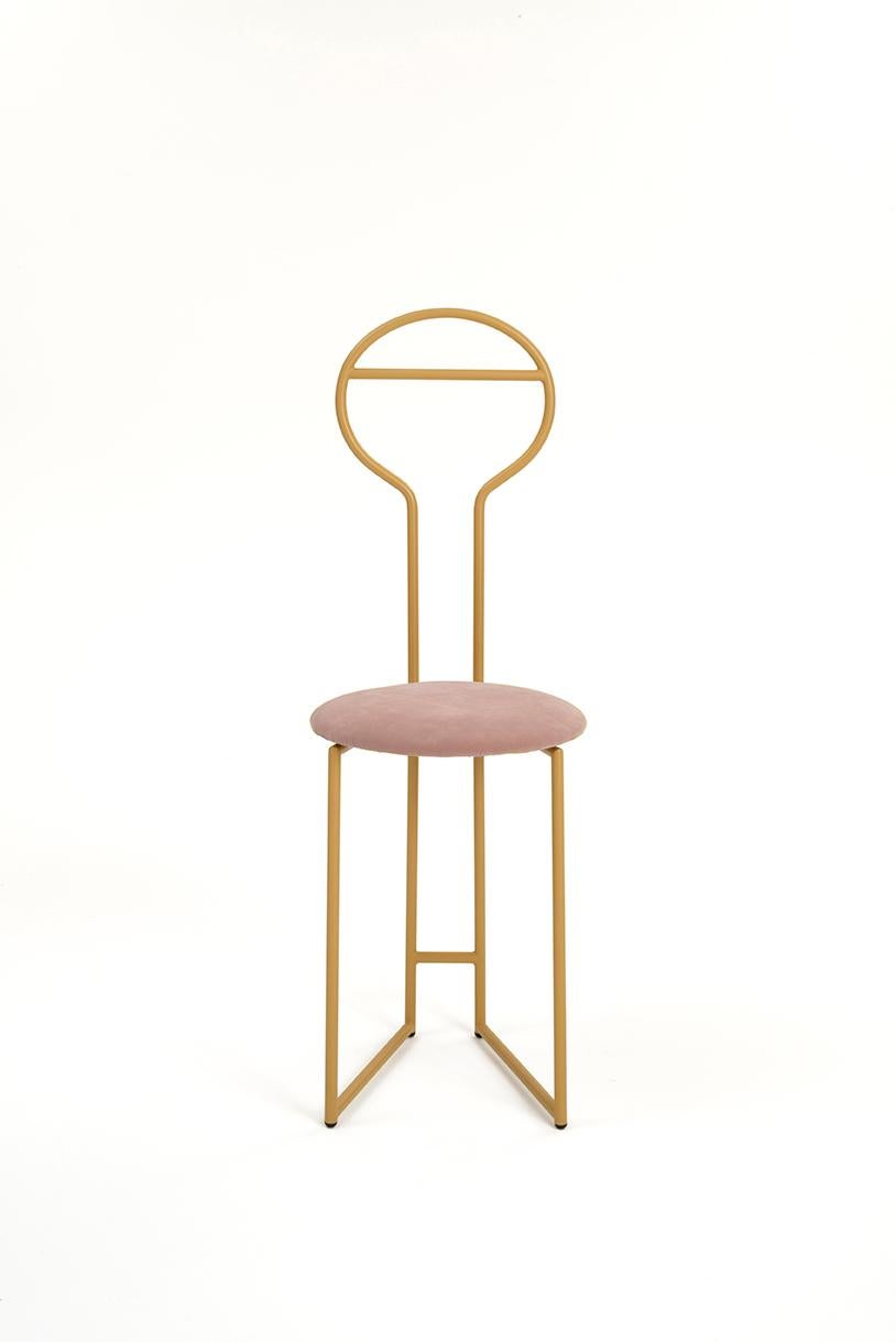 Carved Joly Chairdrobe, High Back, Gold Structure, Orange Fine Italian Velvet