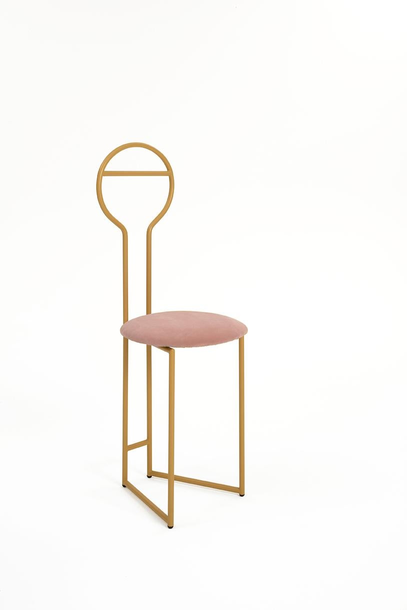 Joly Chairdrobe, High Back, Gold Structure, Orange Fine Italian Velvet In New Condition In Milan, Lombardy