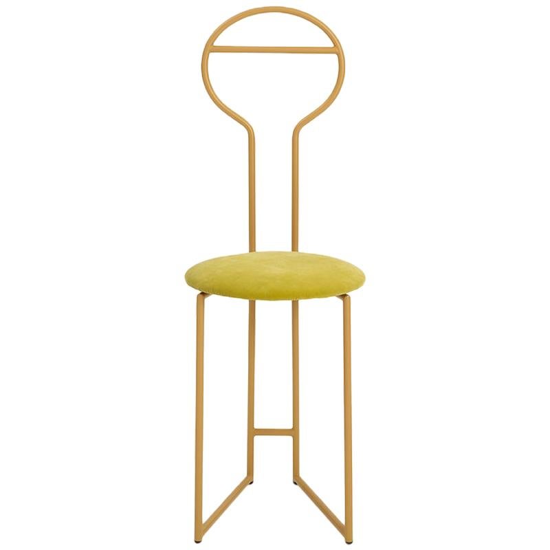 Contemporary Joly Chairdrobe, High Back, Gold Structure, Orange Fine Italian Velvet