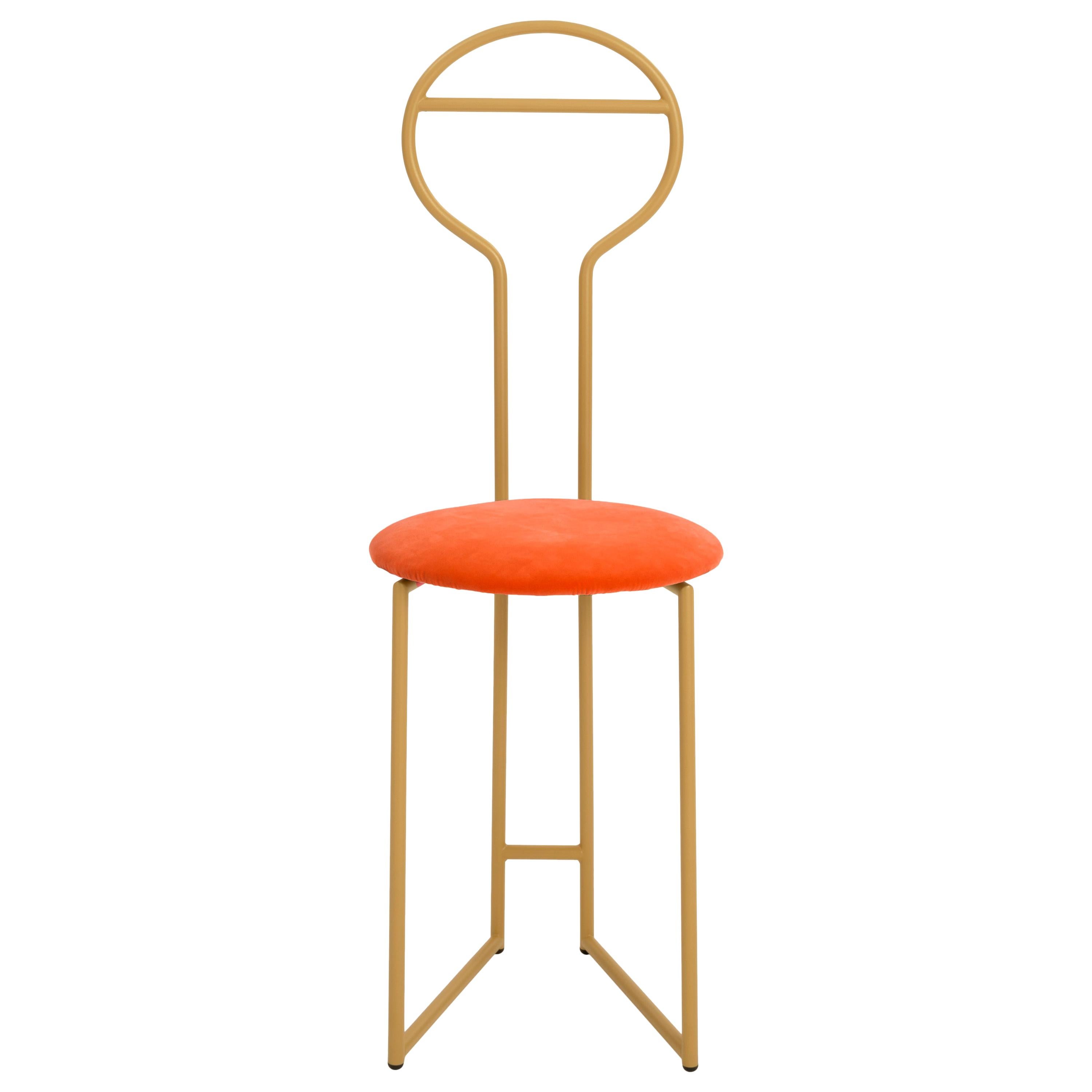 Joly Chairdrobe, High Back, Gold Structure, Orange Fine Italian Velvet