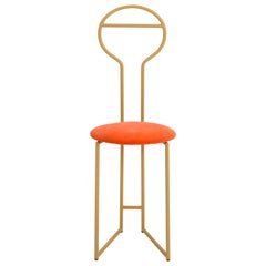 Joly Chairdrobe, High Back, Gold Structure, Orange Fine Italian Velvet