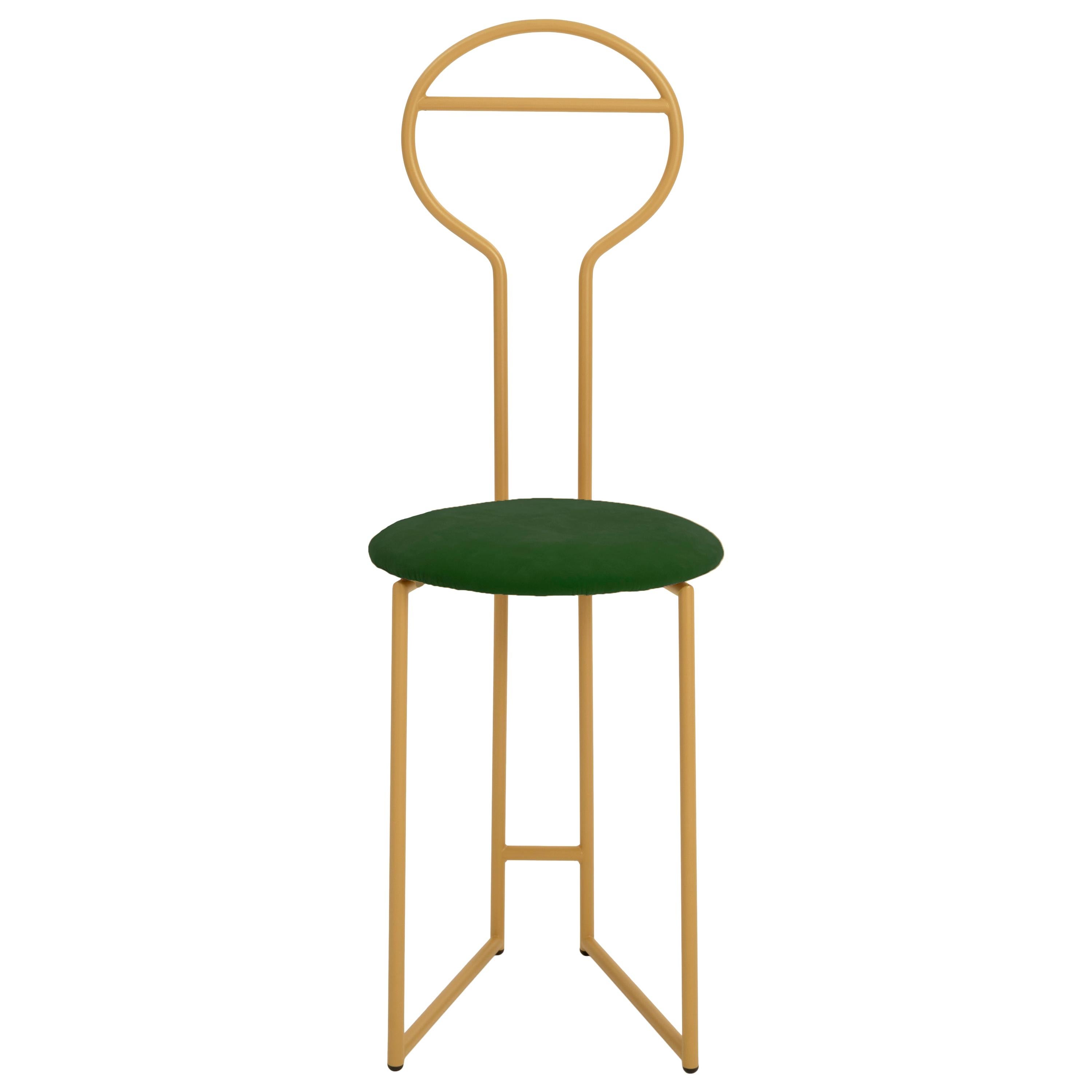 Joly Green Velvet Chairdrobe, High Back, Gold Structure and Pesco Rose