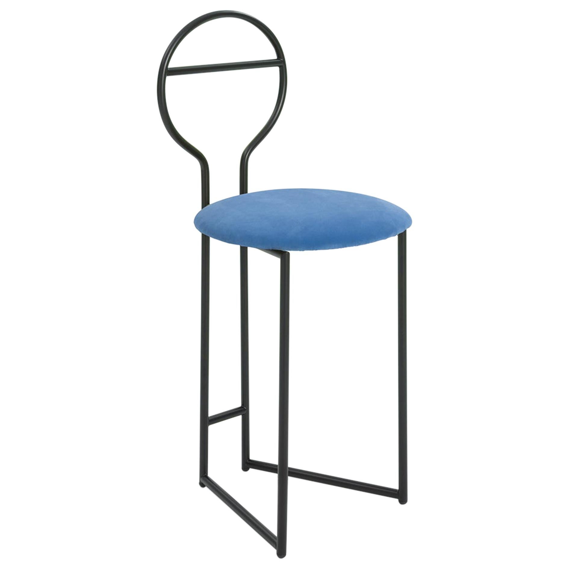 Joly Chairdrobe, Low Back, Black Structure and Blue Fine Italian Velvet