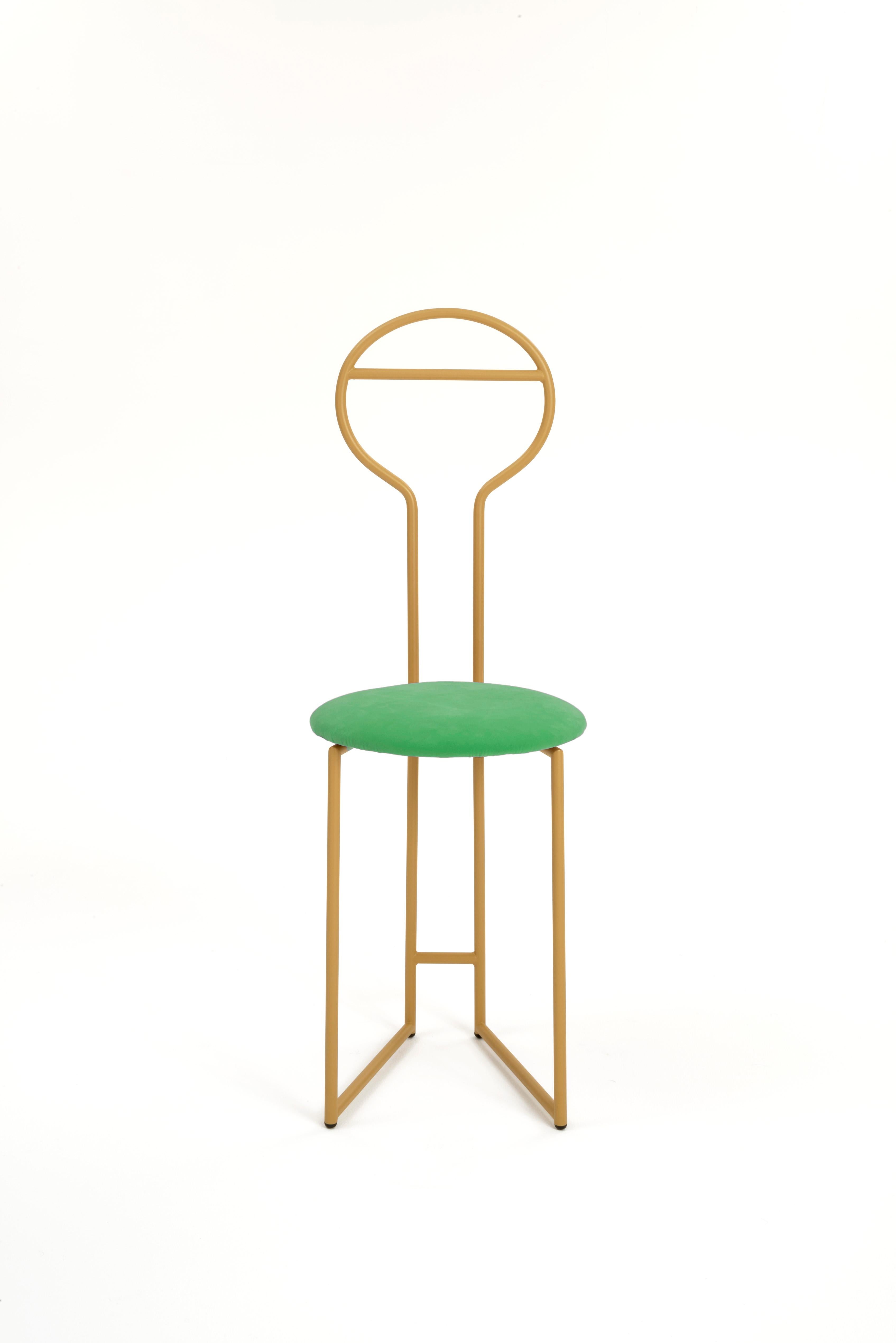 Contemporary Joly Green Velvet Chairdrobe, High Back, Gold Structure and Pesco Rose Velvet