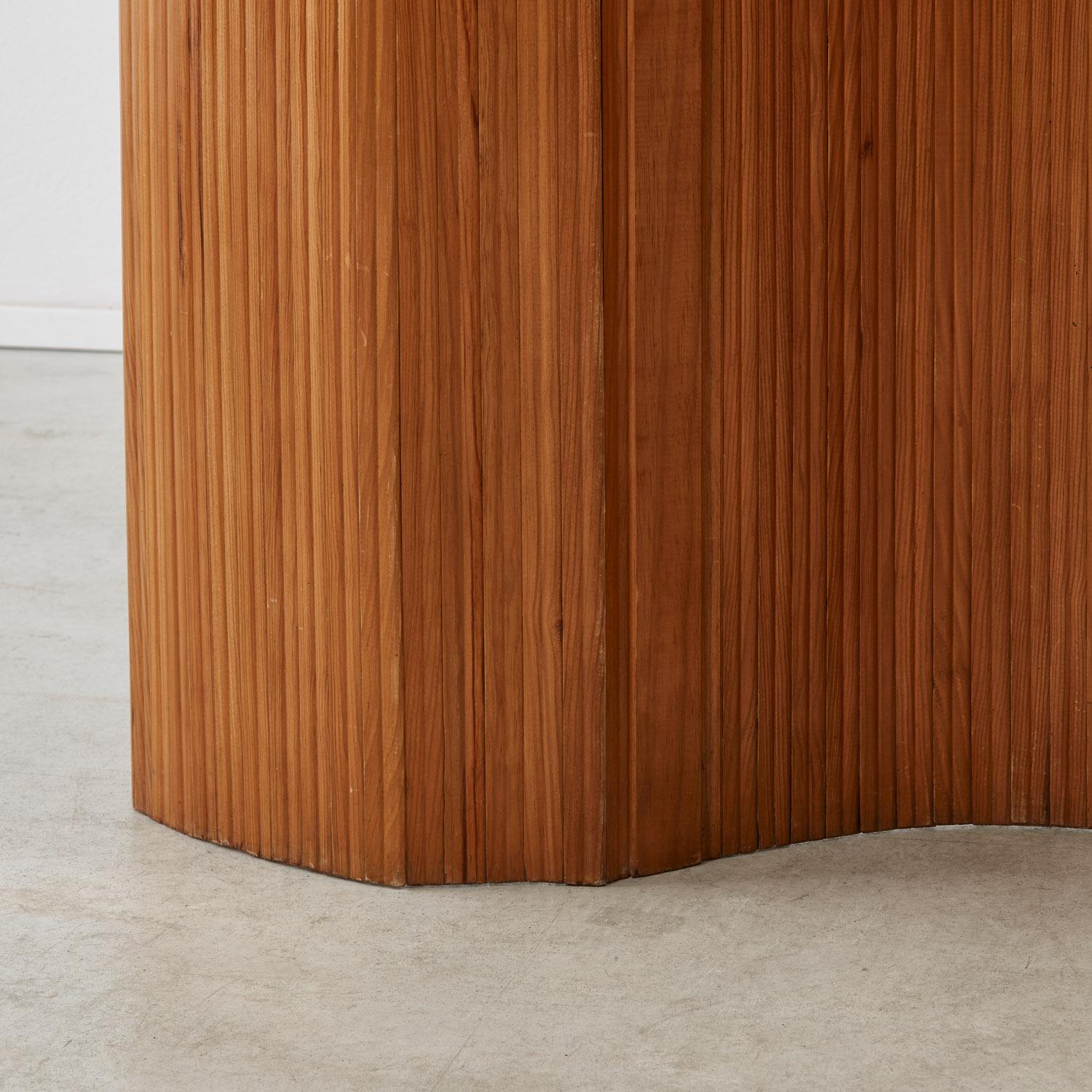 French Art Deco pine tambour screen 3