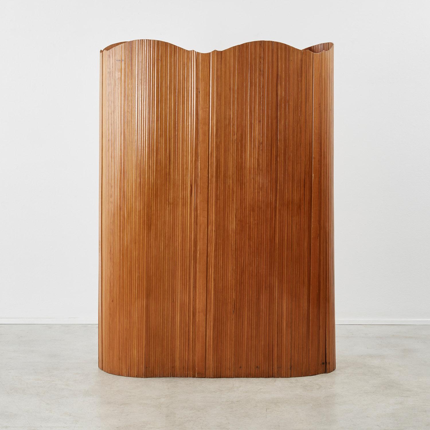 French Art Deco pine tambour screen 4
