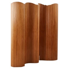 French Art Deco pine tambour screen