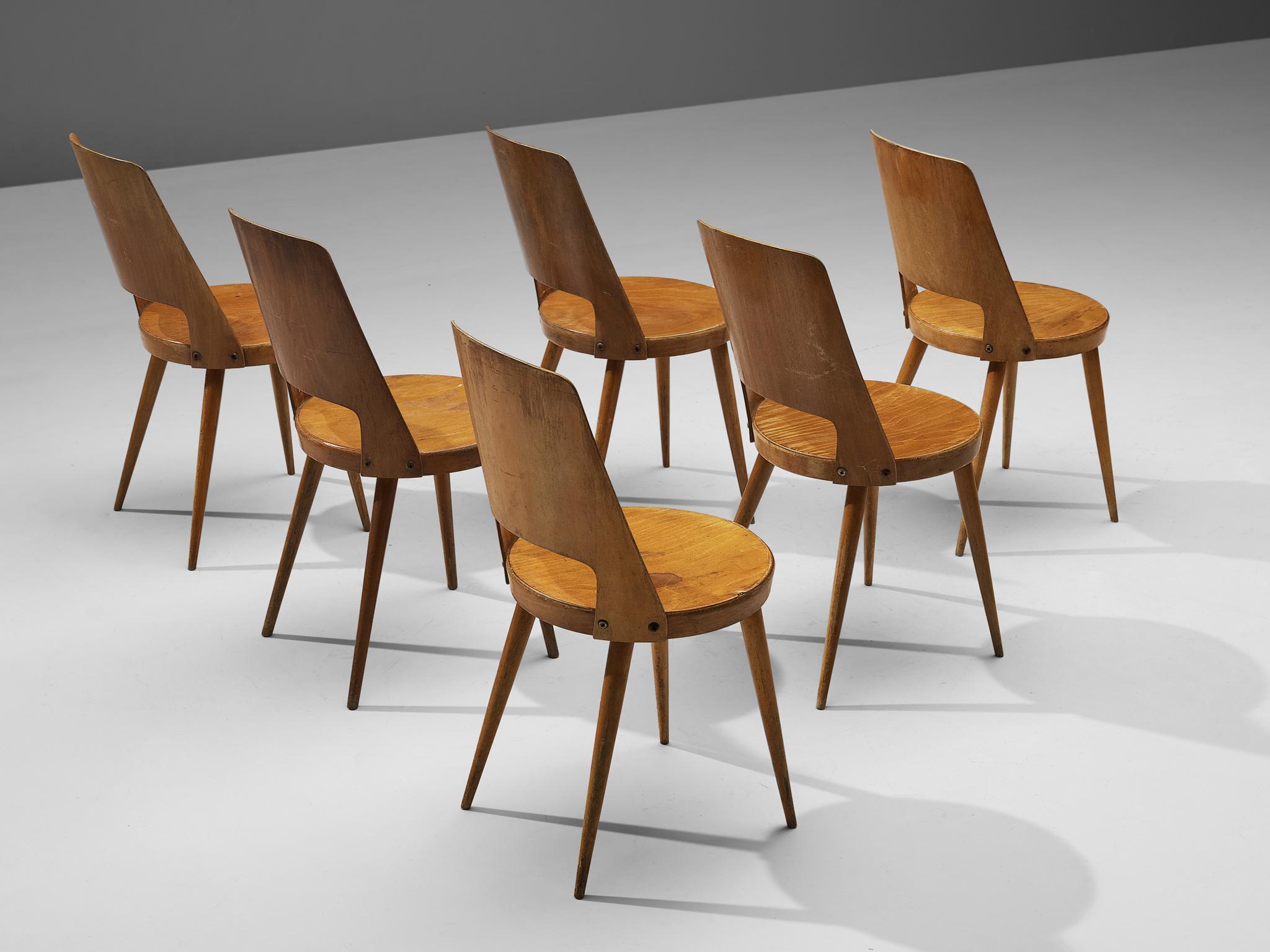 Mid-Century Modern Jomaine Baumann 'Mondor' Dining Chairs in Plywood