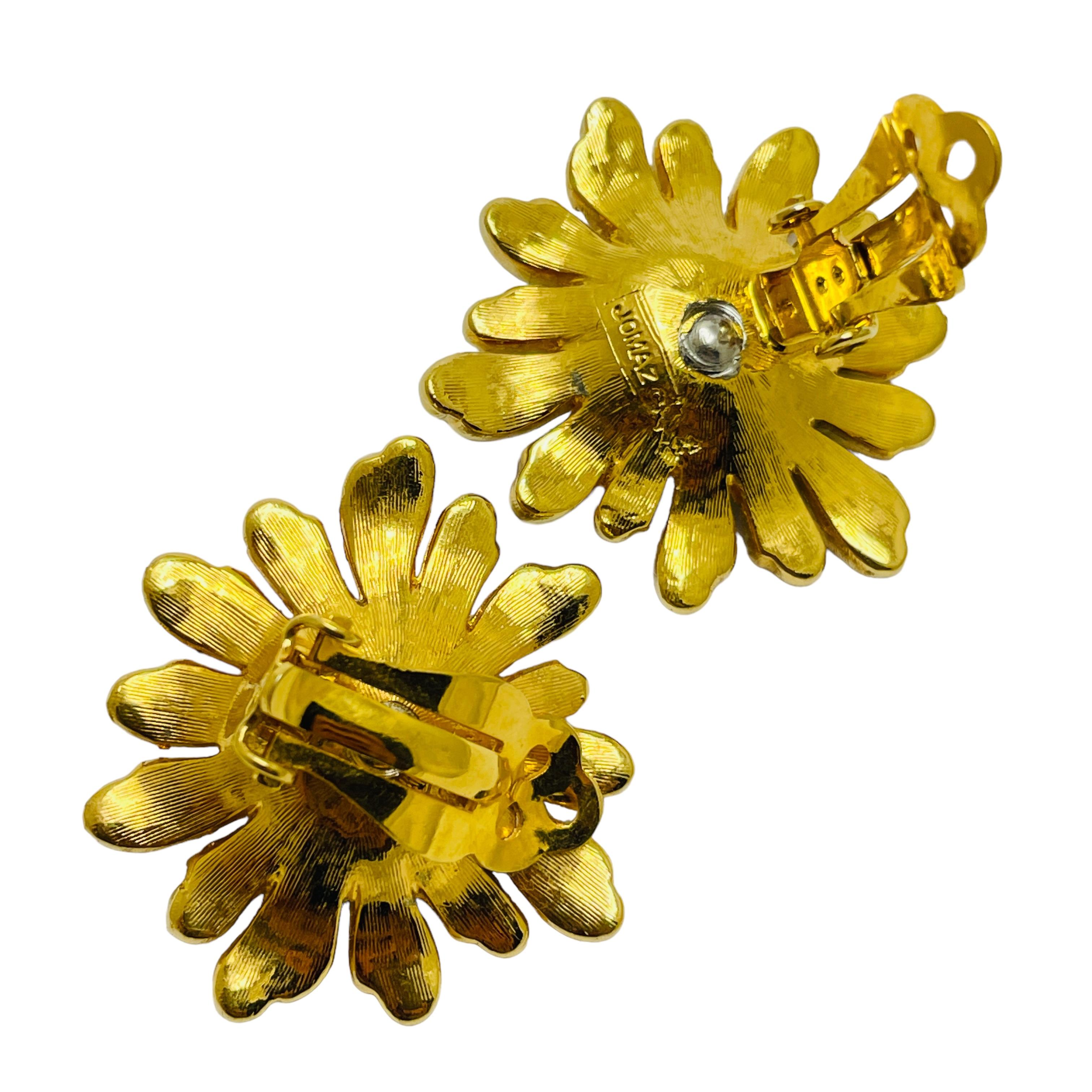JOMAZ JOSEPH MAZER signierte Vintage Gold Kristall Koralle Designer Laufsteg-Ohrringe im Zustand „Gut“ im Angebot in Palos Hills, IL