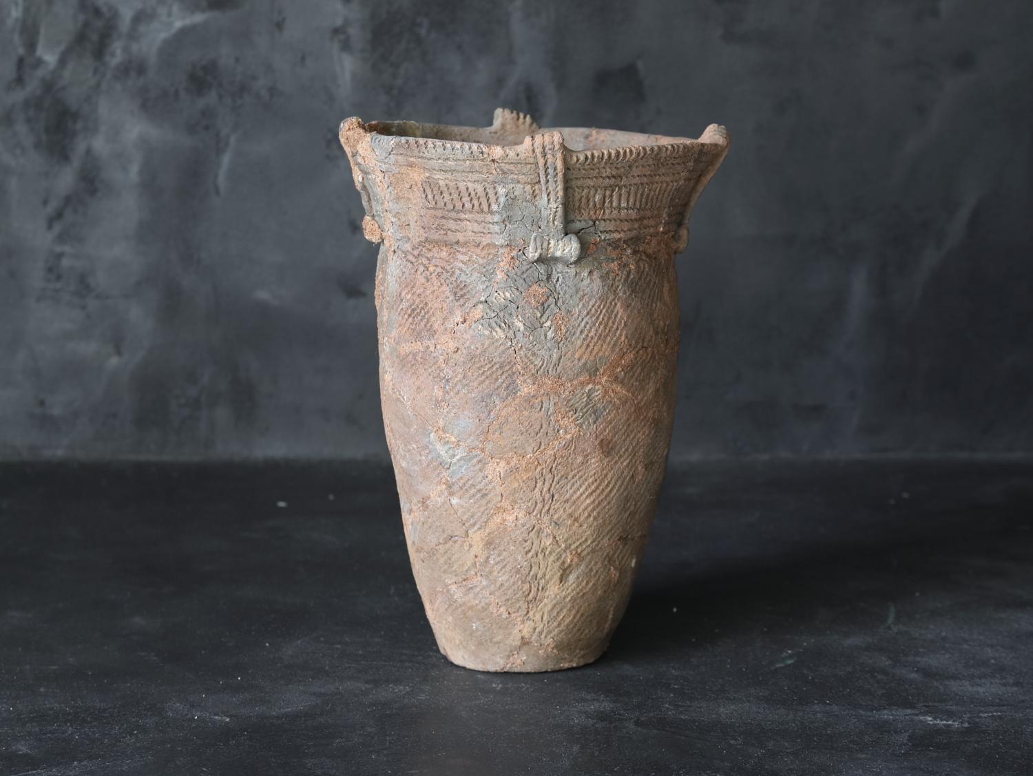 18th Century and Earlier Jomon Pottery Deep Bowl /Antique Japanese vase/c. 14, 000–300 BC/Wabi-sabi For Sale