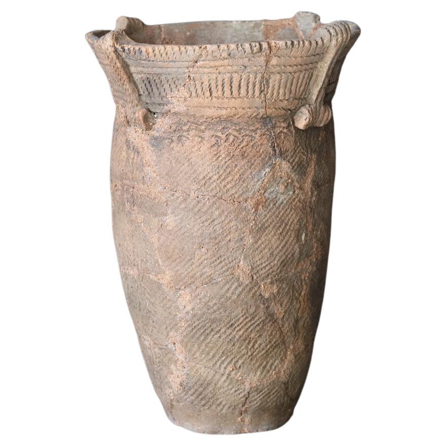 Jomon-Keramik tiefe Schale /Antike japanische Vase/c. 14.000-300 v. Chr./Wabi-sabi
