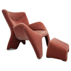 Fauteuil de salon et pouf Enchanton Jon Armgardt de Leolux, Allemagne, 1970