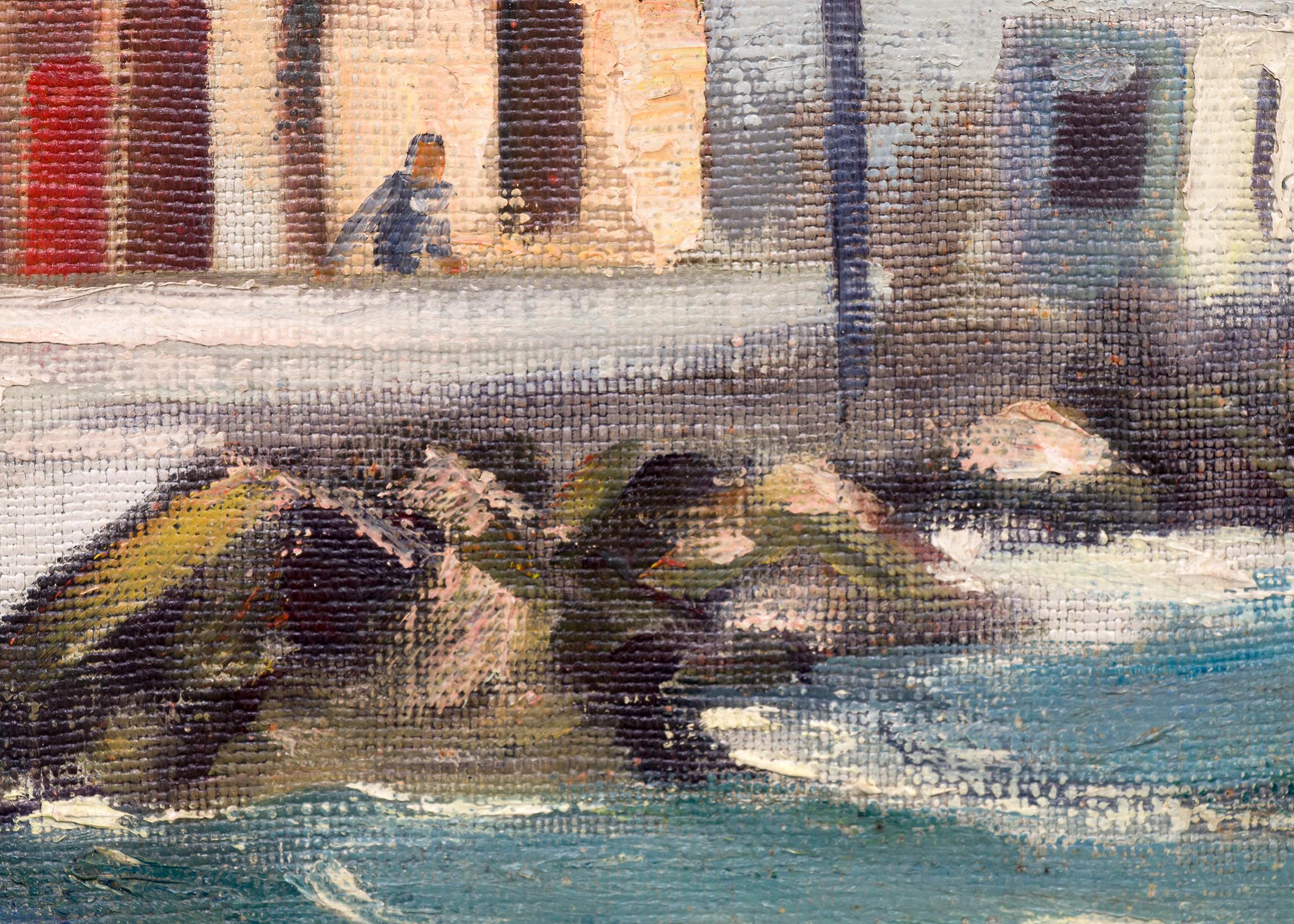 Capitola, California, 1950s Framed California Seascape Marine Oil Painting For Sale 1