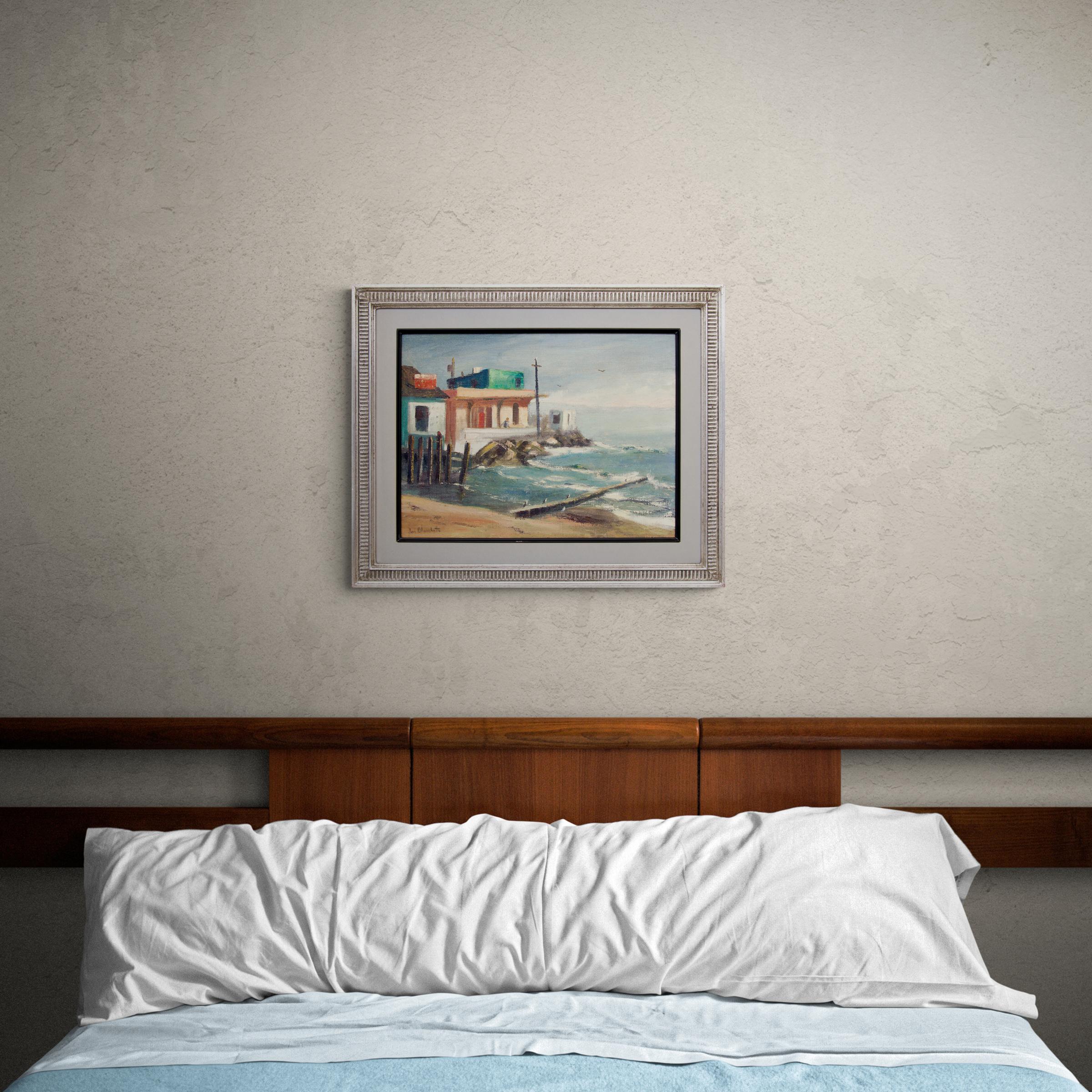 Capitola, California, 1950s Framed California Seascape Marine Oil Painting For Sale 5