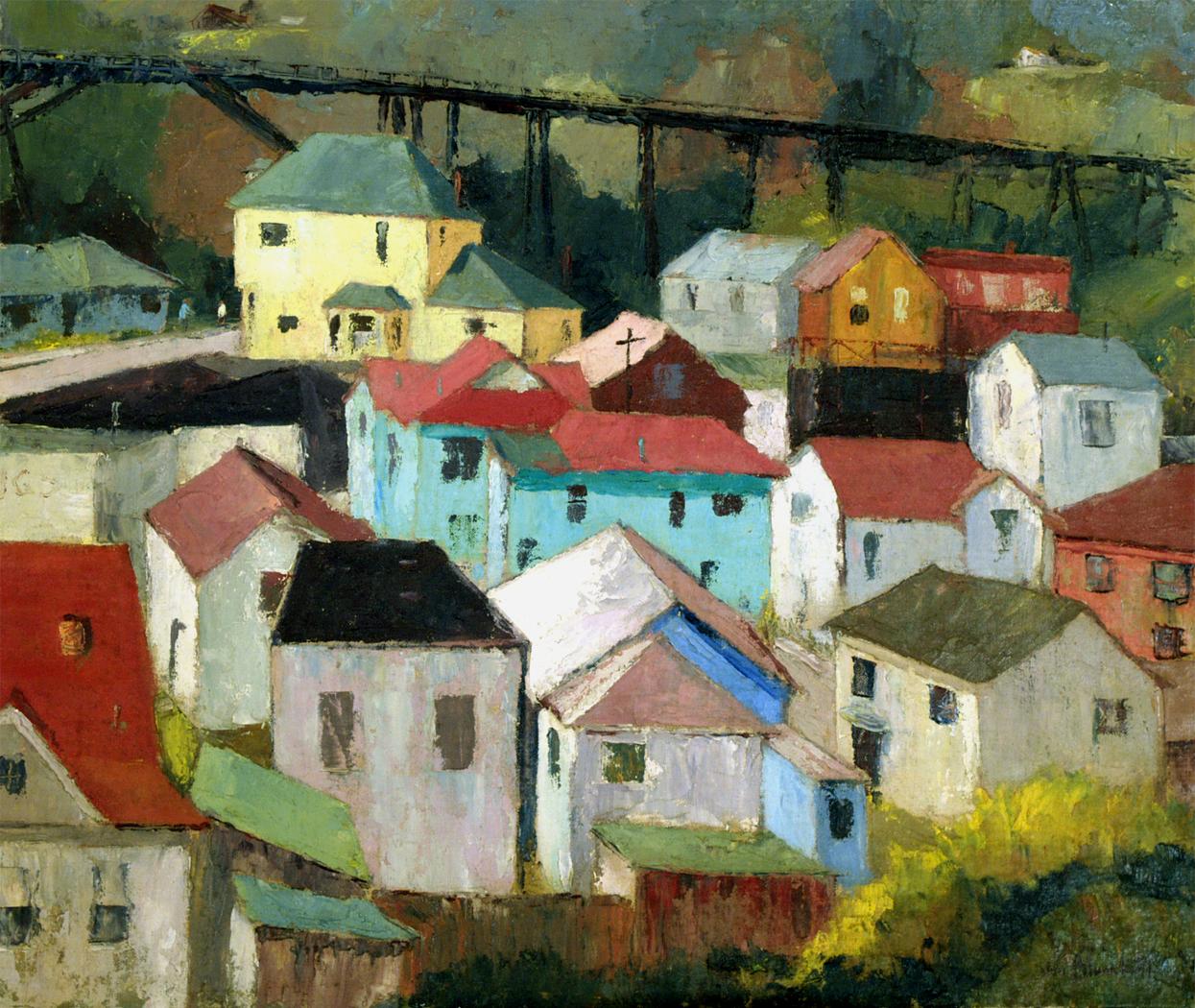 Capitola Roofs (California) - Painting by Jon Blanchette