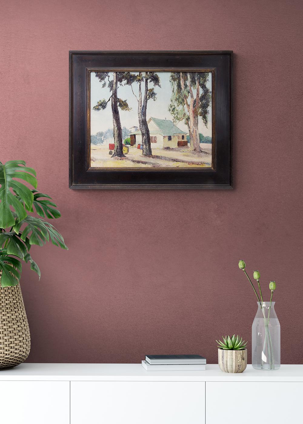 1950s Old Airfield in Capitola, California Landscape Oil Painting with Trees 1
