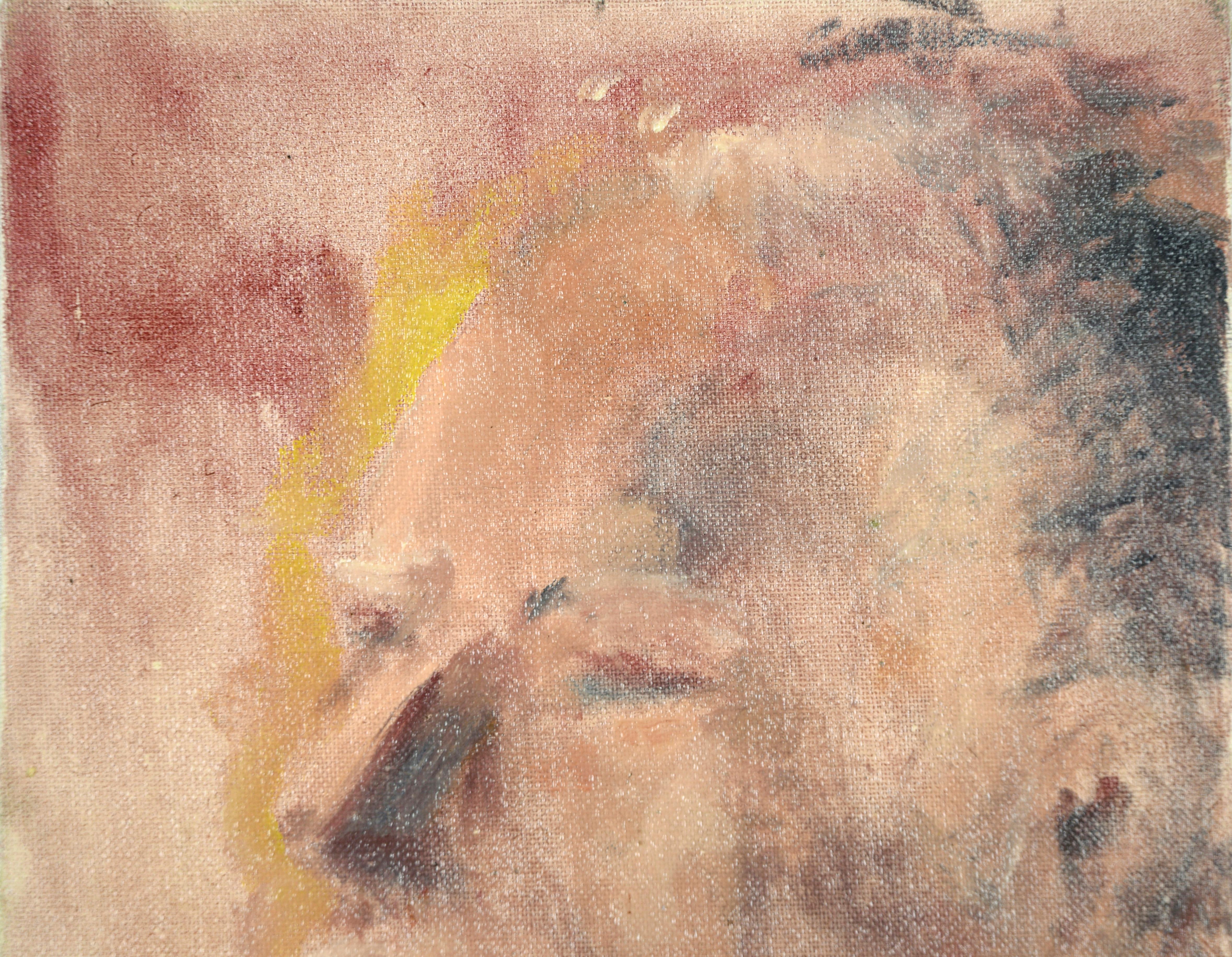 Expressionistic Portrait of a Man in Red - Original Oil Painting (Beige), Portrait Painting, von Jon Blanchette